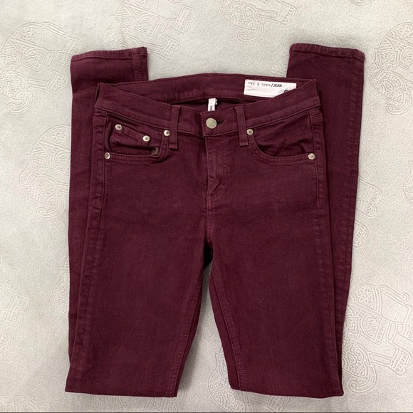 Rag & Bone Burgundy Skinny Jeans in Port Wash - Picture 2 of 8